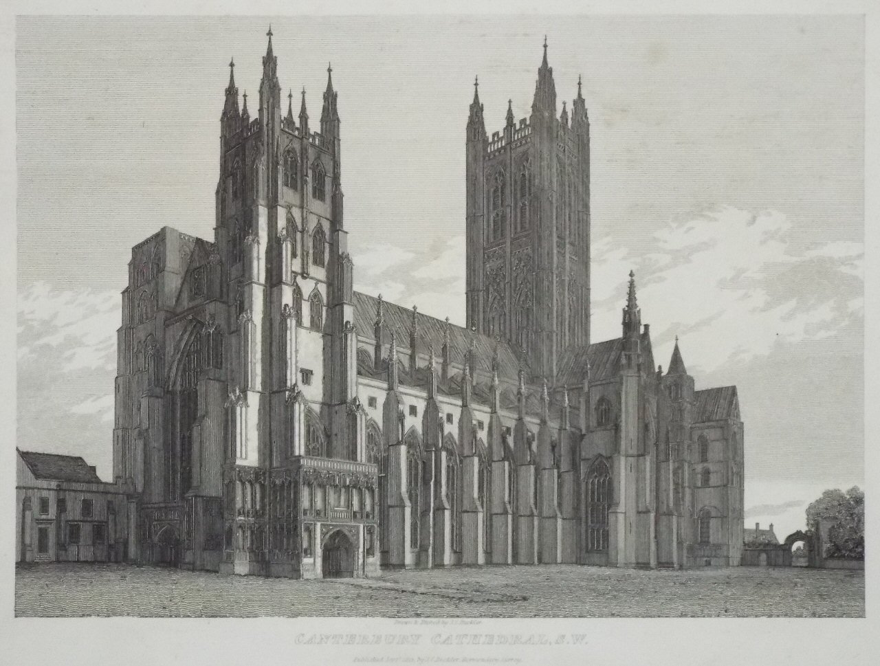 Etching - Canterbury Cathedral, S.W. - Buckler